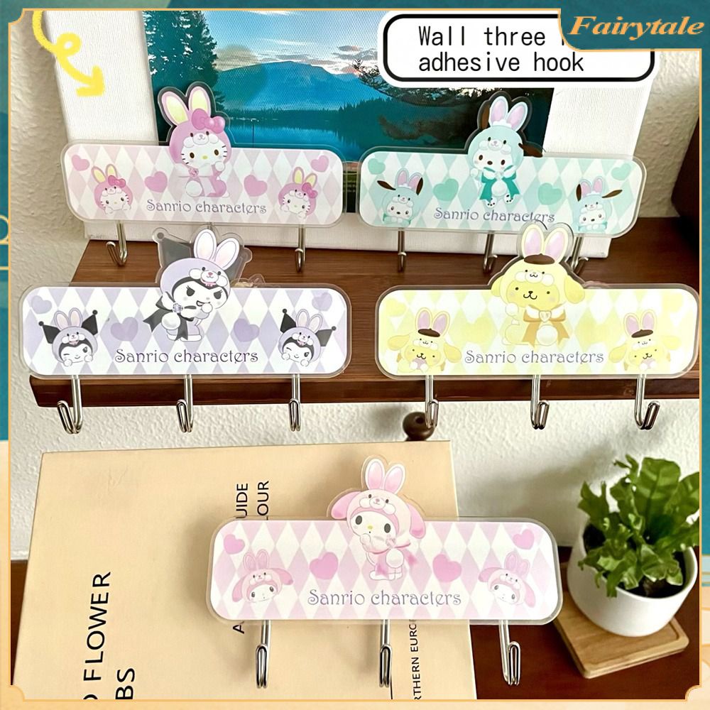 Sanrio Móc Treo Đồ Gắn Cửa Nhà Tắm Bằng Acrylic Chống Thấm Nước Không Cần Đục Lỗ Họa Tiết Kuromi Melody Pochacco Pom Pom Purin Dễ