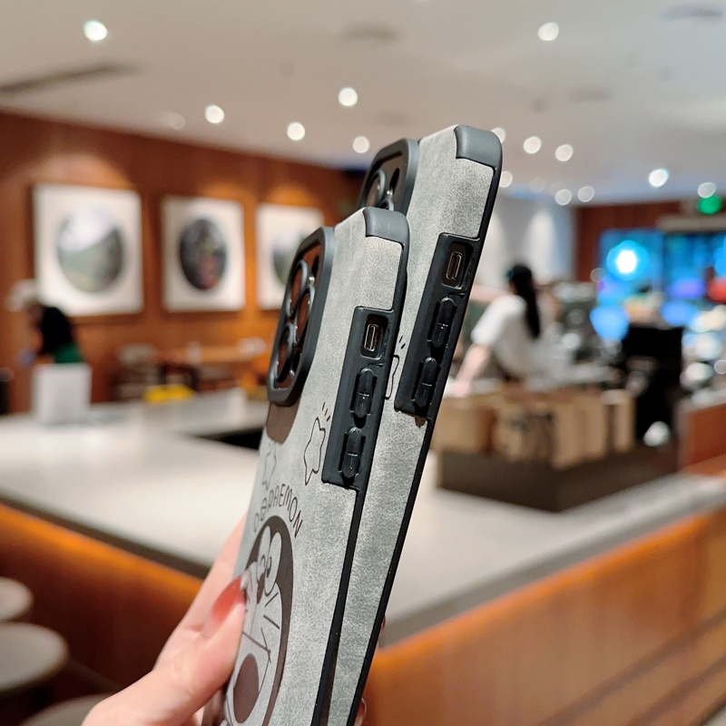 Ốp Điện Thoại Da Lộn Mềm Hình Doraemon Chống Trượt Cho iPhone 14 13 12 11 Pro MAX XS MAX XR XS X 7 8 Plus SE