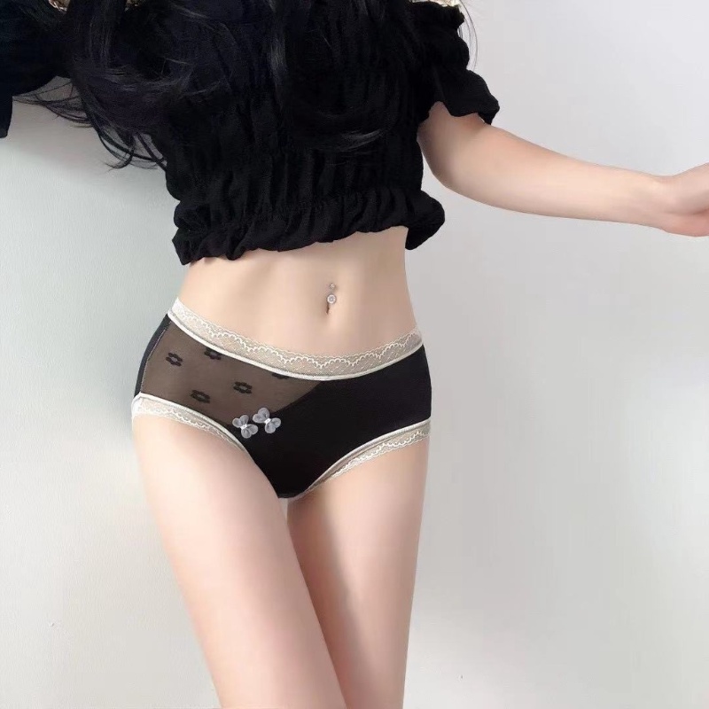 Take Talk Quần Lót Lụa Satin Viền Ren Thoáng Khí Thoải Mái Phong Cách Trung Hoa Cho Nữ