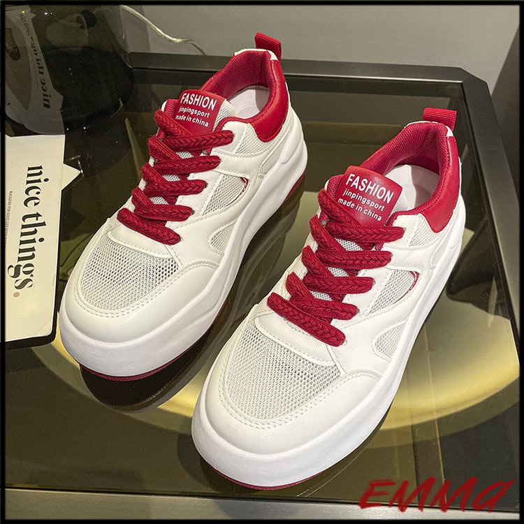 Emma💞 Giày thể thao hai màu thời trang phong cách Hàn Quốc, lưới thoáng khí cho nữ💖Giày thể thao nữ Giày sneaker Giày thể thao trắng Giày đế thấp Giày vải nữ Giày nữ đi học Giày thể thao Giầy sneaker nữ Giày đi học nữ