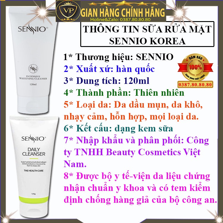 Sữa rửa mặt rau củ quả thải độc trắng da ngừa mụn chính hãng Sennio hàn quốc sủi bọt se khít lỗ chân lông cho da dầu mụn