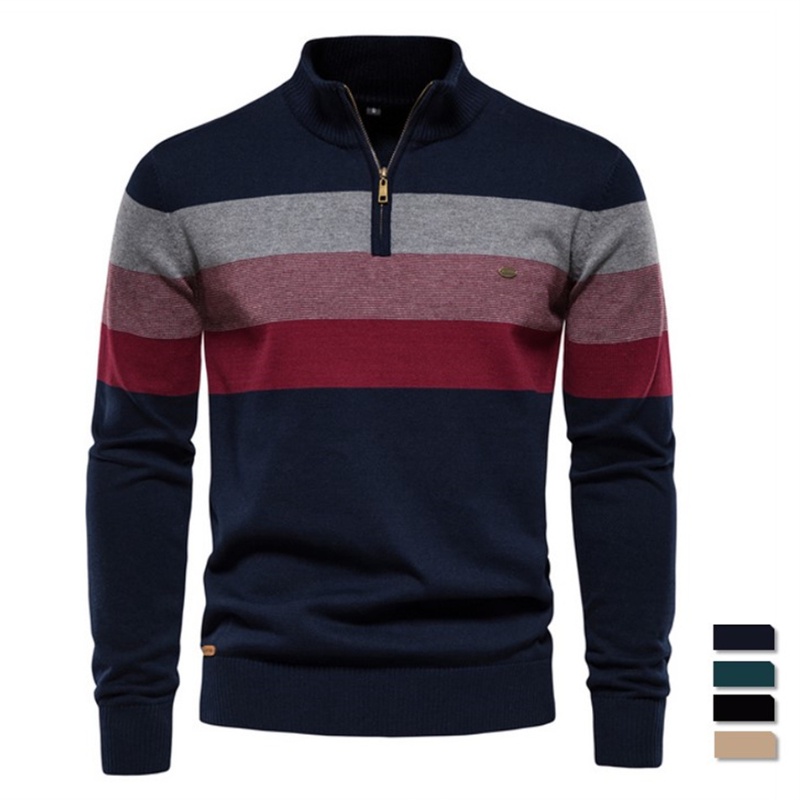 Áo Sweater Cotton Phối Khóa Kéo Thời Trang Mùa Đông Cho Nam