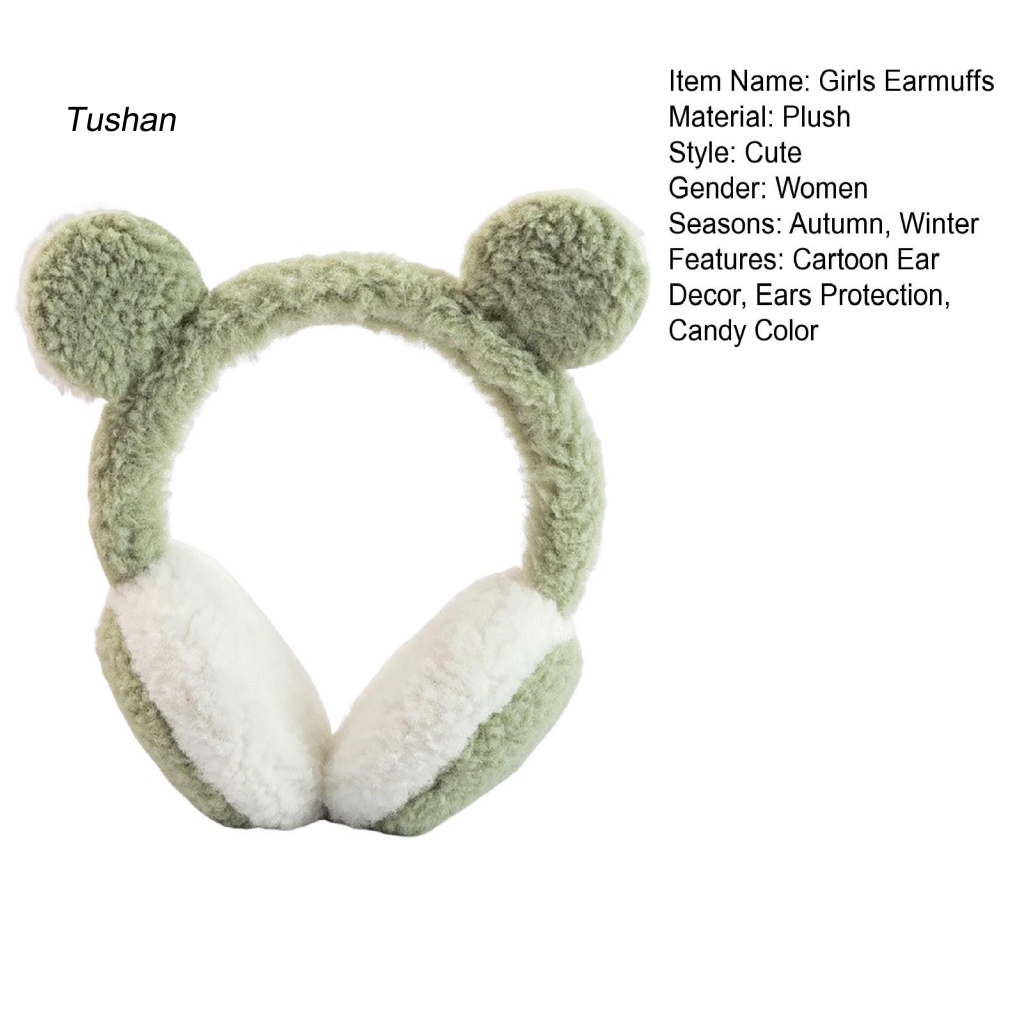 Chụp Tai Giữ Ấm Mùa Đông Bằng Vải Bông Dày Dặn Mềm Mại Co Giãn Màu Kẹo Họa Tiết Hoạt Hình