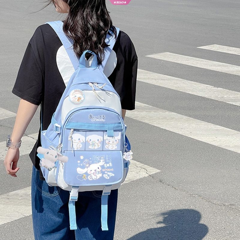 SANRIO Mới Balo Đi Học Hình Cinnamoroll Nhồi Bông Màu Xanh Dương Y2k Đáng Yêu Cho Bé