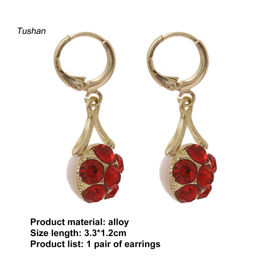 Bông Tai Đính Đá Hình Giọt Nước Màu Đỏ Phong Cách Hàn Quốc Dành Cho Nữ