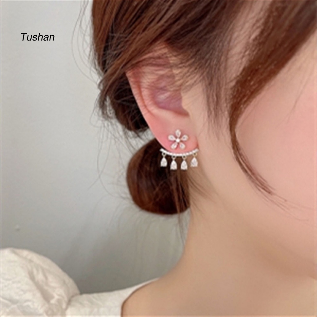 Bông Tai Dạng Đinh Tán Hình Hoa Đính Đá Lấp Lánh Phong Cách Bohemia Cho Nữ