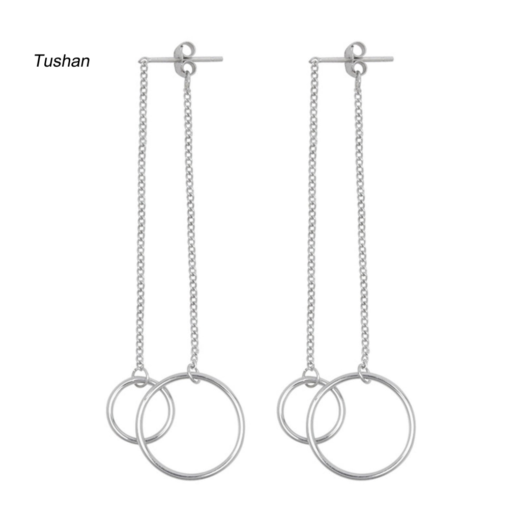 1 Đôi Bông Tai Dáng Dài Chống Gỉ Màu Sắc Đơn Giản Thân Thiện Với Da