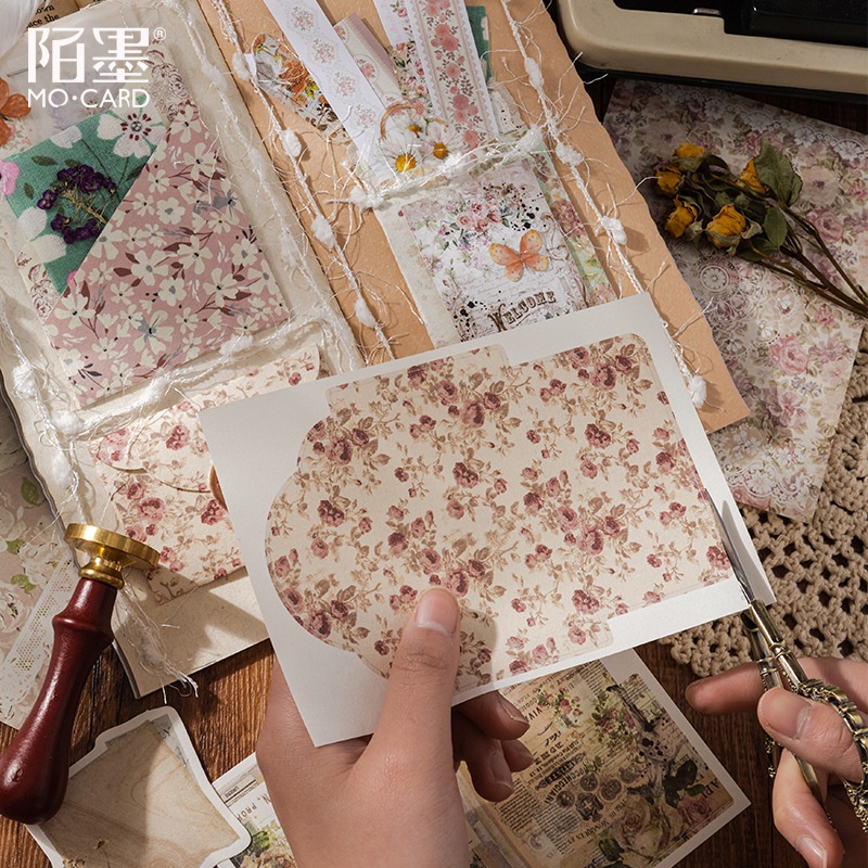 Set 30 Tờ Giấy Ghi Chú DIY Họa Tiết Viên Đạn Cổ Điển Trang Trí Sổ Lưu Niệm