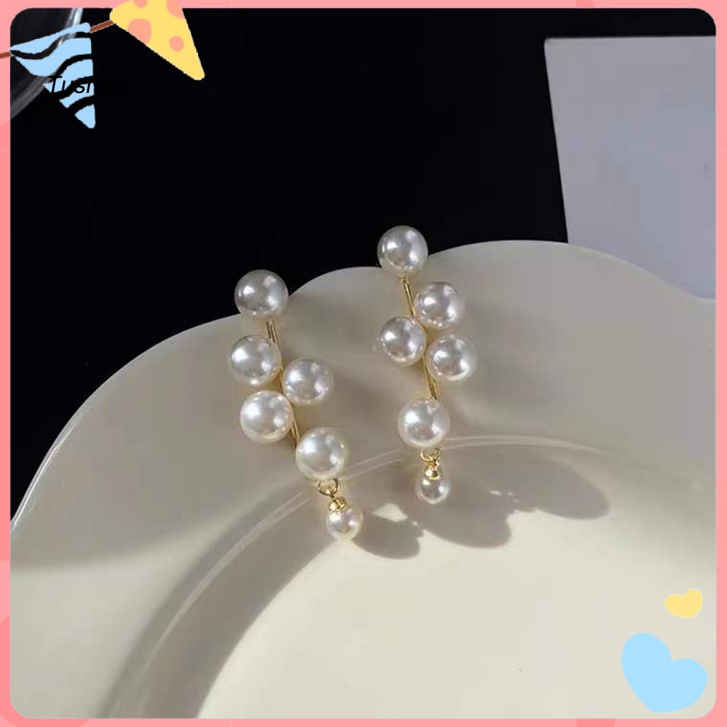 1 Đôi Bông Tai Đính Ngọc Trai Giả Phong Cách Pháp Thời Trang Dự Tiệc Cưới