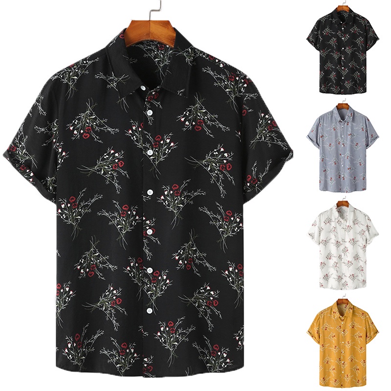 INCERUN Áo Sơ Mi Ngắn Tay Nhiều Màu Sắc Tươi Sáng Đơn Giản Cho Nam