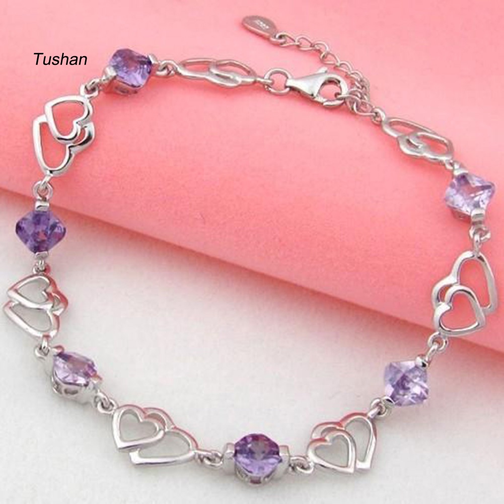 Vòng Tay Chuỗi Hạt Đá Hình Trái Tim Thời Trang