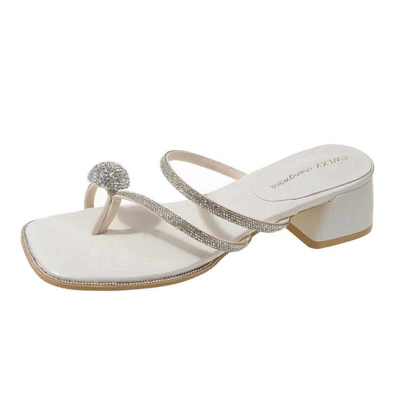 Dép Mũi Vuông Đính Đá Thoải Mái Dễ Phối Đồ Thời Trang Cho Nữ