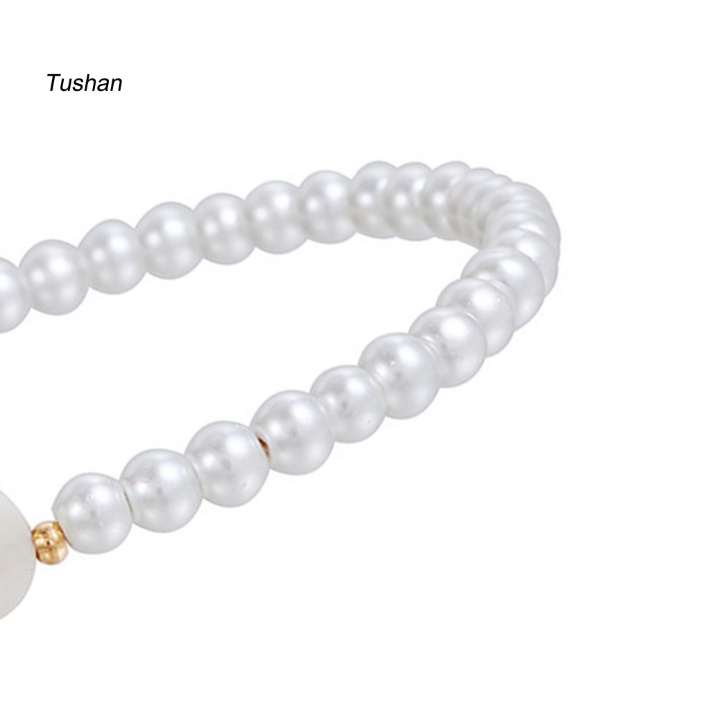 [Ts] Vòng Đeo Tay Chuỗi Hạt Ngọc Trai Cong Bảng Chữ Cái Alphabet Trang Trí Màu Trơn Có Thể Điều Chỉnh Trang Sức Nữ