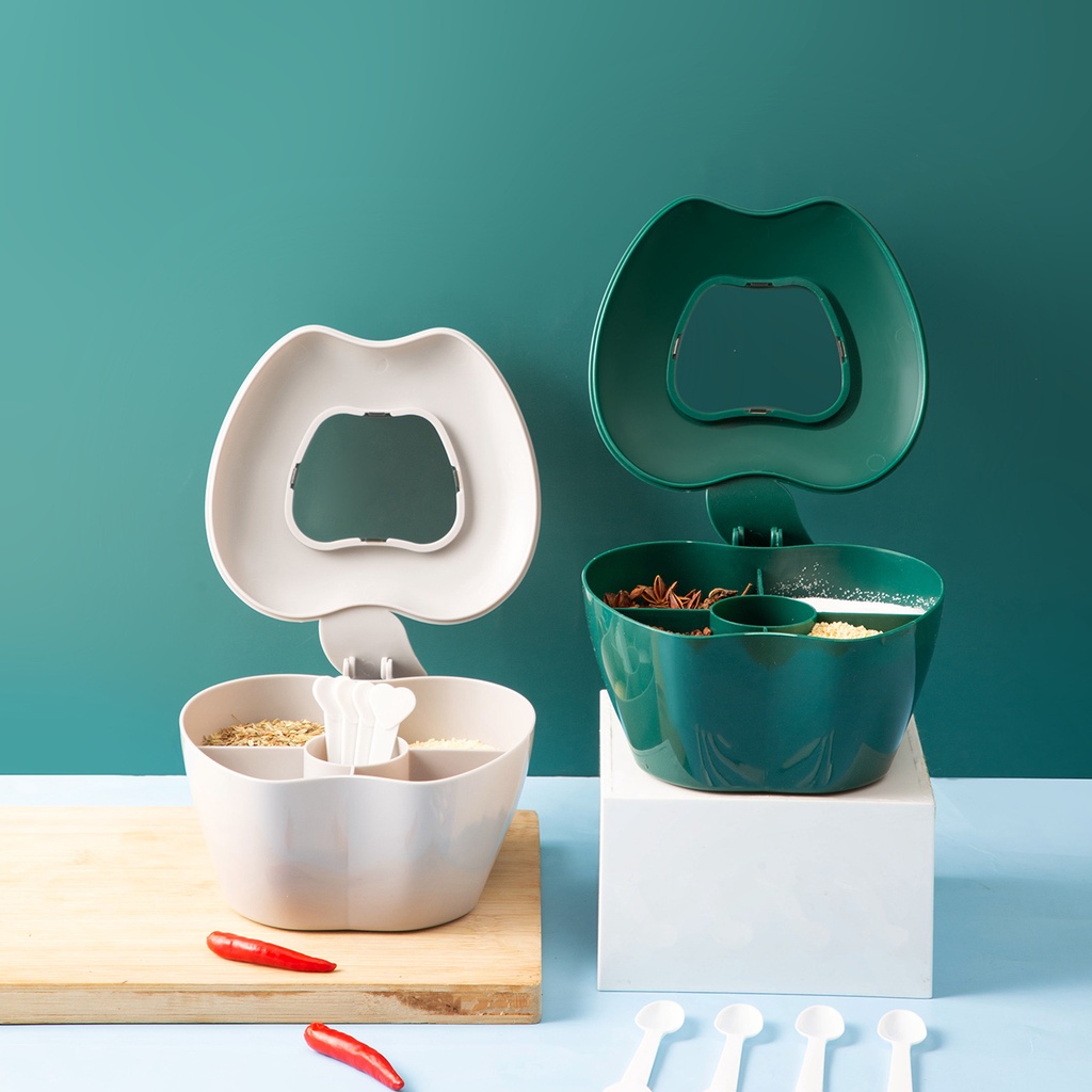 Hộp Đựng Gia Vị Bốn Ngăn Tiện Dụng Cho Nhà Bếp