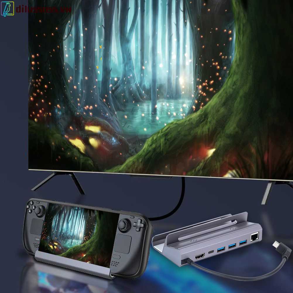 Dock Mở Rộng 6 Trong 1 Usb 3.0 Type-C HDMI-Chuyên Dụng Cho Sàn Hơi Nước