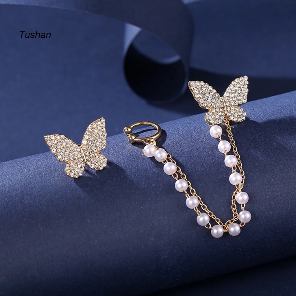 1 Đôi Bông Tai Hình Bướm Đính Đá Lấp Lánh Dành Cho Nữ