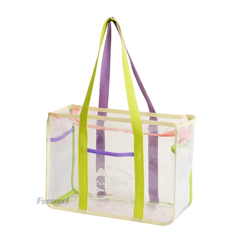 1 [Fenteer1] Túi Tote Trong Suốt Có Tay Cầm Dành Cho Đi Tắm Đường Phố / Đi Bộ Đườ