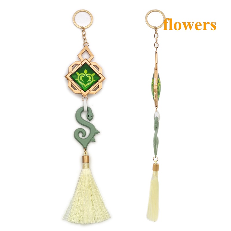 Móc Khóa Mặt Kính Hình Cỏ Baizhu God 'S Dạ Quang Bằng Kim Loại