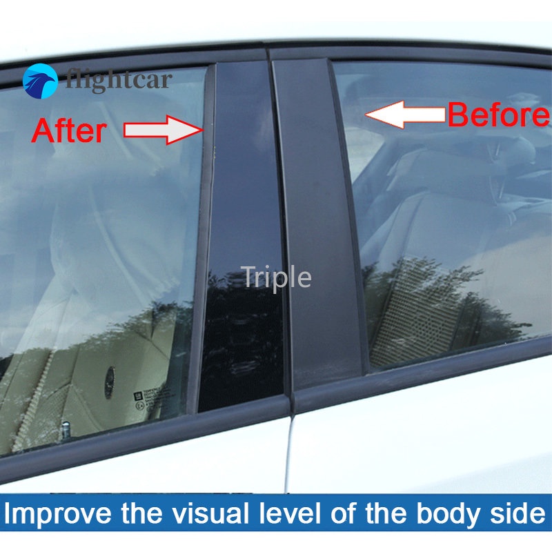 Bộ 6 Miếng Dán Màu Đen Bóng Trang Trí Cửa Sổ Xe Hơi Toyota Vios 2008 2013 Gen