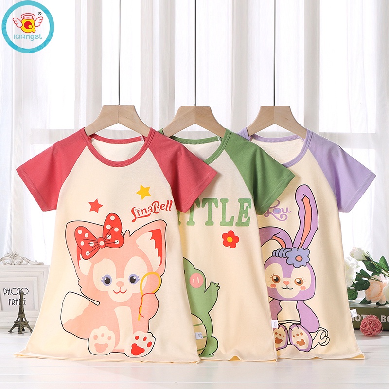 Đồ ngủ Tay Ngắn Chất Liệu cotton Mỏng Họa Tiết Hoạt Hình Phong Cách Hàn Quốc Xinh Xắn Cho Bé Gái