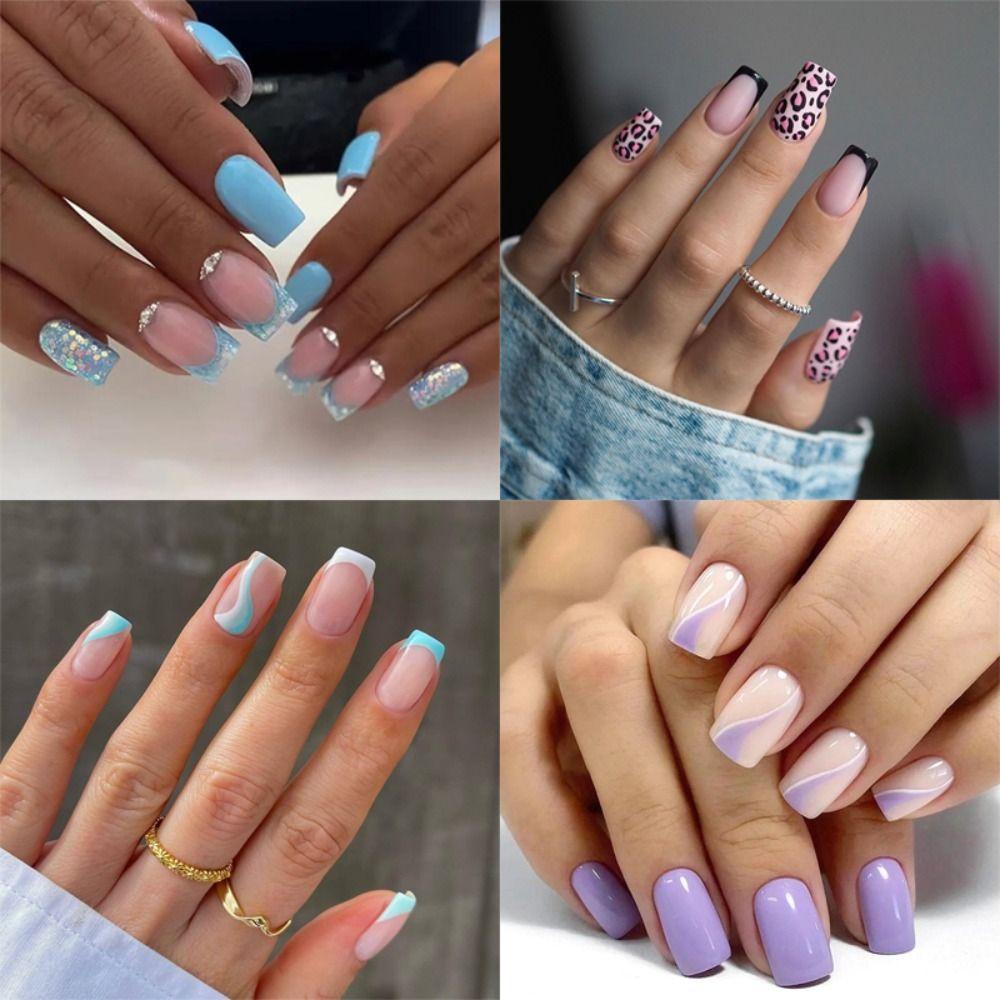 Bộ Móng Tay Giả Che Phủ Toàn Diện Đầu Vuông