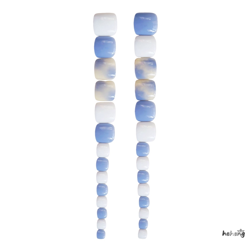 Móng Chân Giả Ngắn Màu Xanh Bóng Bền Và Không Bao Giờ Xẻ Tà