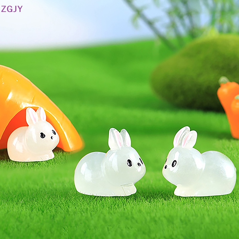 Mô Hình Thỏ Mini Phát Sáng Trong Bóng Tối Bằng Nhựa Resin Mới