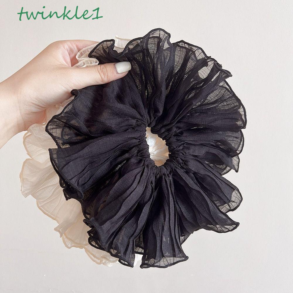 Dây Buộc Tóc Vải Ren Hoa Lấp Lánh Phong Cách Hàn Quốc