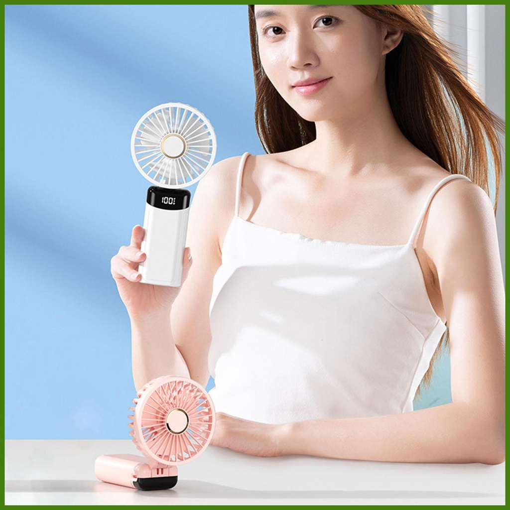 Quạt Mini Cầm Tay Xoay 180 Độ Kèm Dây Đeo USB Tiện Dụng Cho Mùa Hè