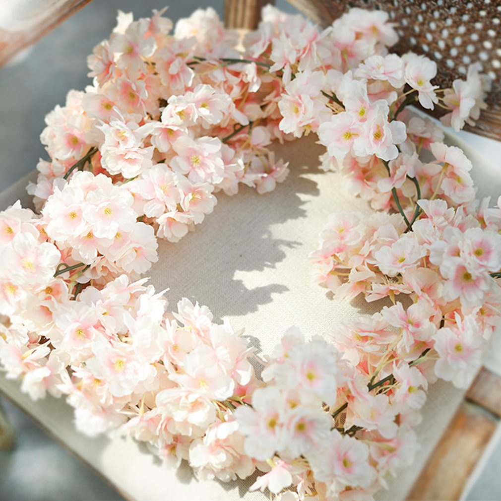 =Christmas=1.8M Artificial Flowers Cherry Blossom Vines Garland Fake Plant Hanging Decor