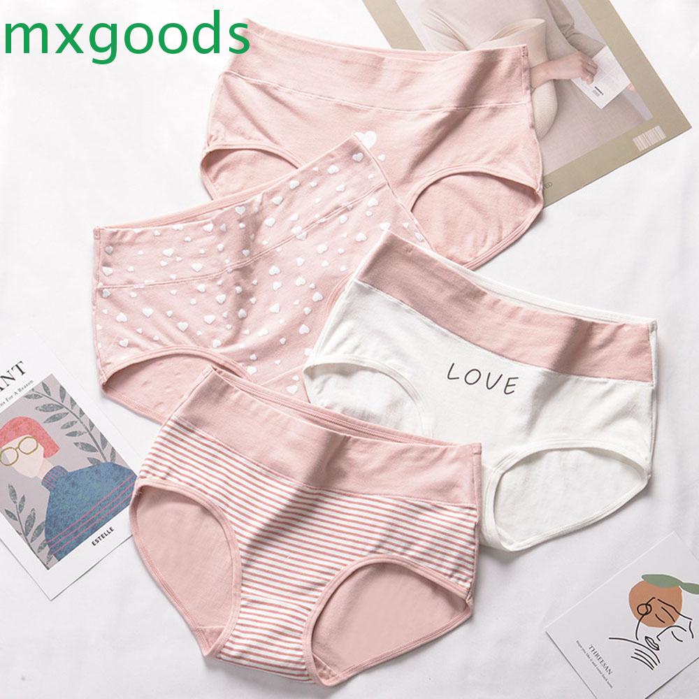 Mxgoods Quần Lót Eo Giữa Thoáng Khí In Họa Tiết Trái Tim Định Hình Hông Sau Sinh