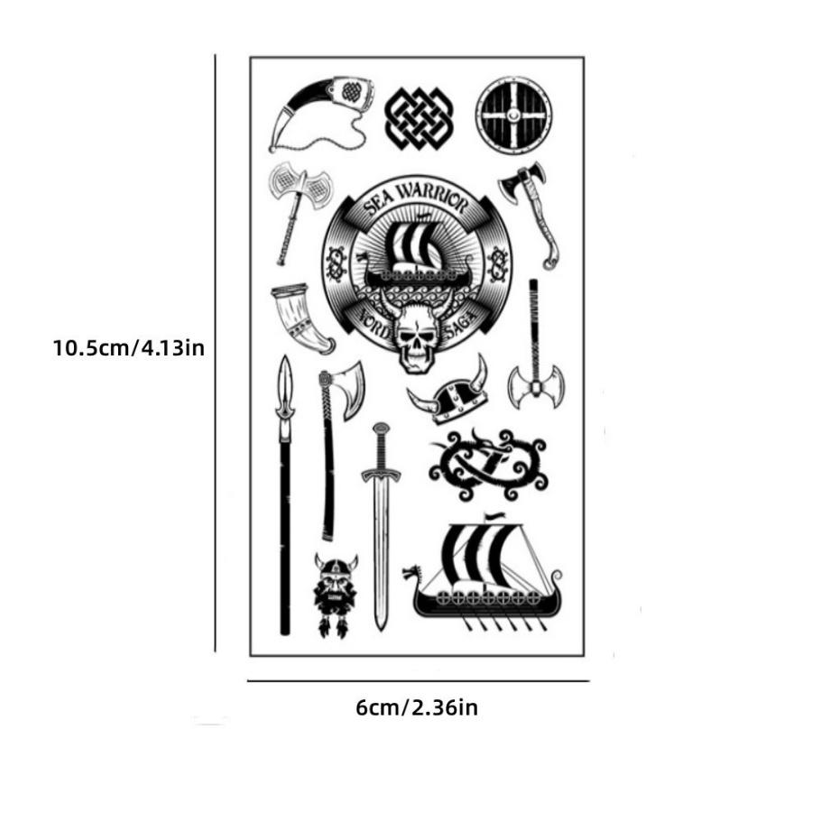 Hình Xăm Dán Tạm Thời Họa Tiết Cướp Biển Vikings Màu Đen Dành Cho Bé Trai