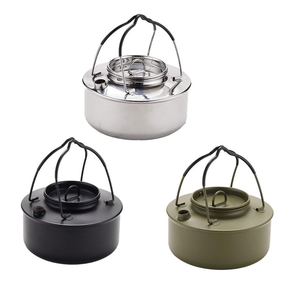 Ấm Trà Bằng Thép Không Gỉ Có Tay Cầm Chống Bỏng Tiện Dụng Mang Theo Du Lịch Dã Ngoại