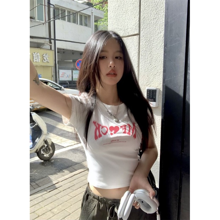 Áo baby tee Thun croptop nữ Tay Ngắn Hở Vai Dáng Ôm Phong Cách Mùa Hè Mới Cho Nữ