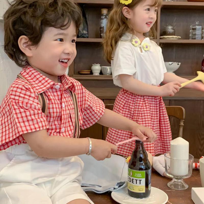 Bộ Đồ Thời Trang Mùa Hè Tay Ngắn Kiểu Hàn Quốc Dễ Thương Cho Bé Gái