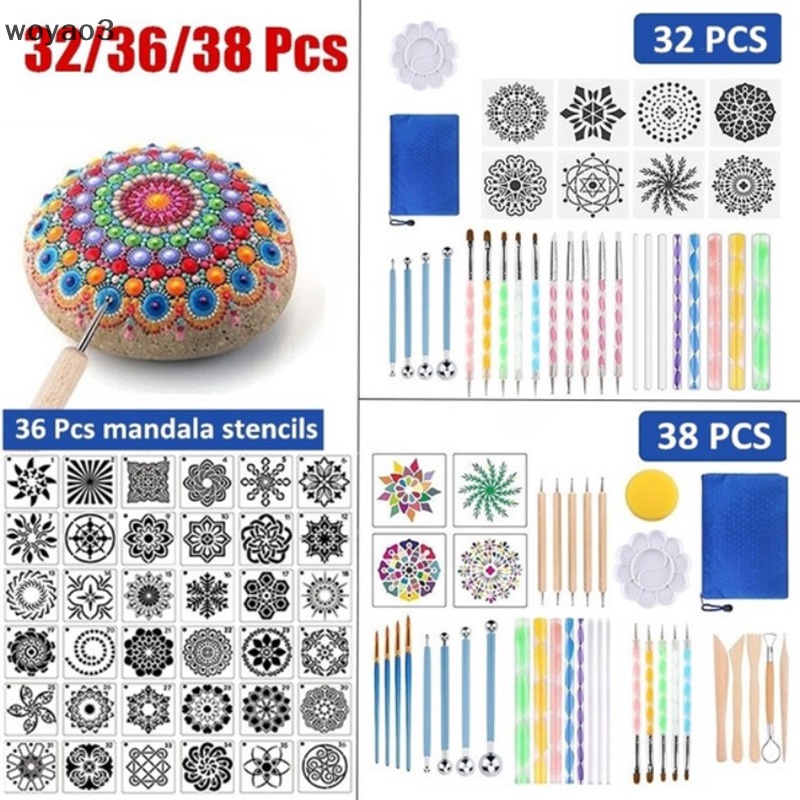 Set 3 / 36 / 38 Tấm Khuôn Họa Tiết Chấm Bi Mandala Tự Làm Đồ Trang Sức Tiện Dụng 32 / 38 Cái