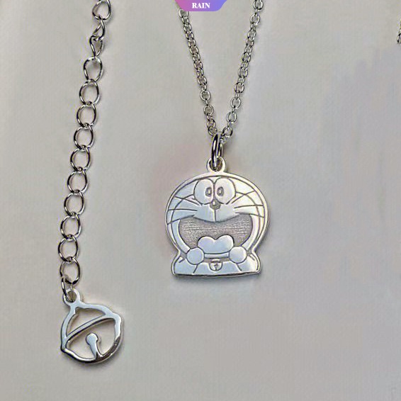 Vòng cổ Mặt Hình Doraemon Màu Bạc Đơn Giản Cho Cặp Đôi