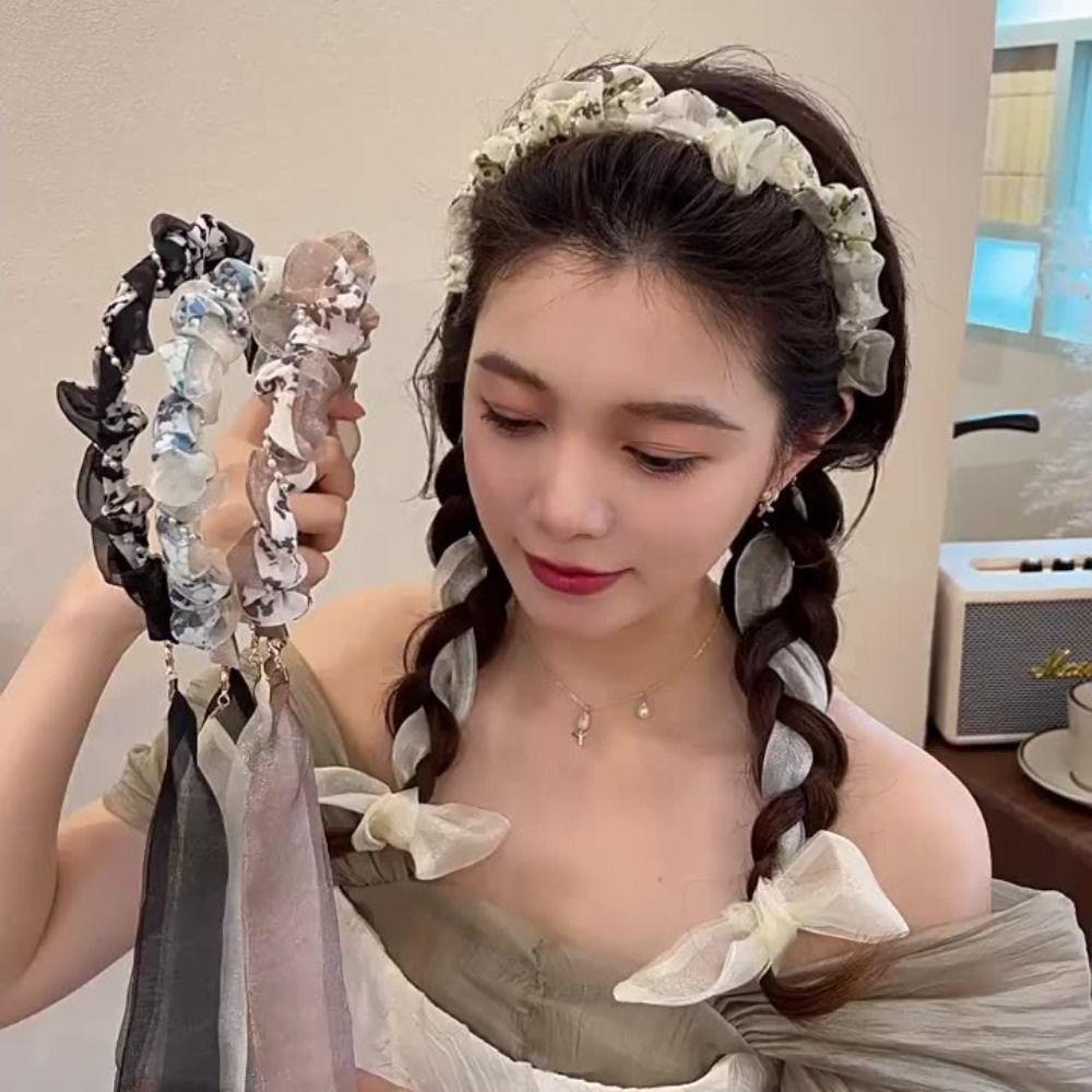 Băng Đô Vải Co Giãn Chống Trượt Họa Tiết Hoa Phong Cách Lolita Thời Trang Hàn Quốc