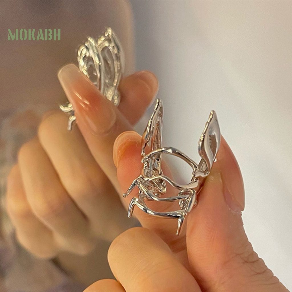 [Mới] 1 Cặp Khuyên Kẹp Vành Tai Không Xỏ Lỗ Hình Bướm Phong Cách Punk