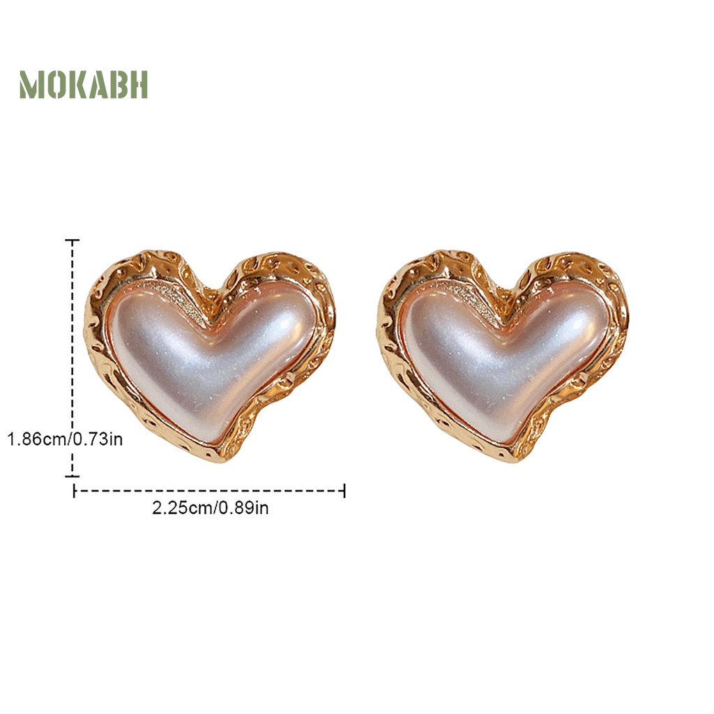 Bông Tai Hình Trái Tim Màu Gradient Đính Ngọc Trai Nhân Tạo Thời Trang Dành Cho Nữ