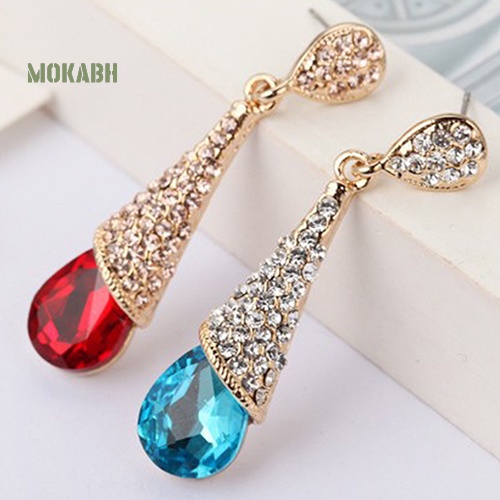 Bông Tai Đinh Tán Hình Giọt Nước Đính Đá Zircon Toàn Diện Cho Nữ