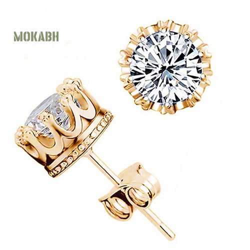 Bông Tai Mạ Bạc Hình Vương Miện Đính Đá Thanh Lịch Thời Trang Cho Nữ