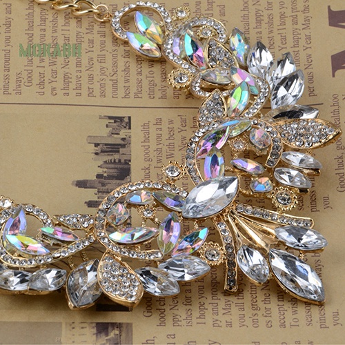 (Hot) Vòng cổ HợP Kim HìNh Hoa ĐíNh Đá NhiềU MàU SắC