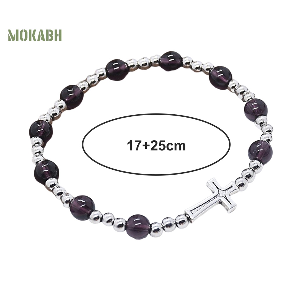 Vòng Tay Chuỗi Hạt Màu Tím / Bạc Co Giãn Thời Trang Cho Nữ