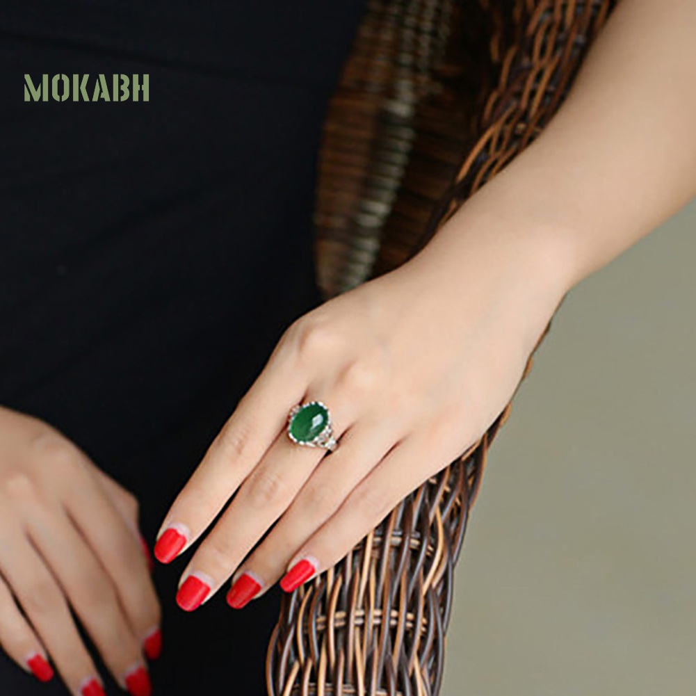 Nhẫn Đính Hôn Đính Đá Ngọc Lục Bảo Nhân Tạo Phong Cách Vintage Cho Nữ