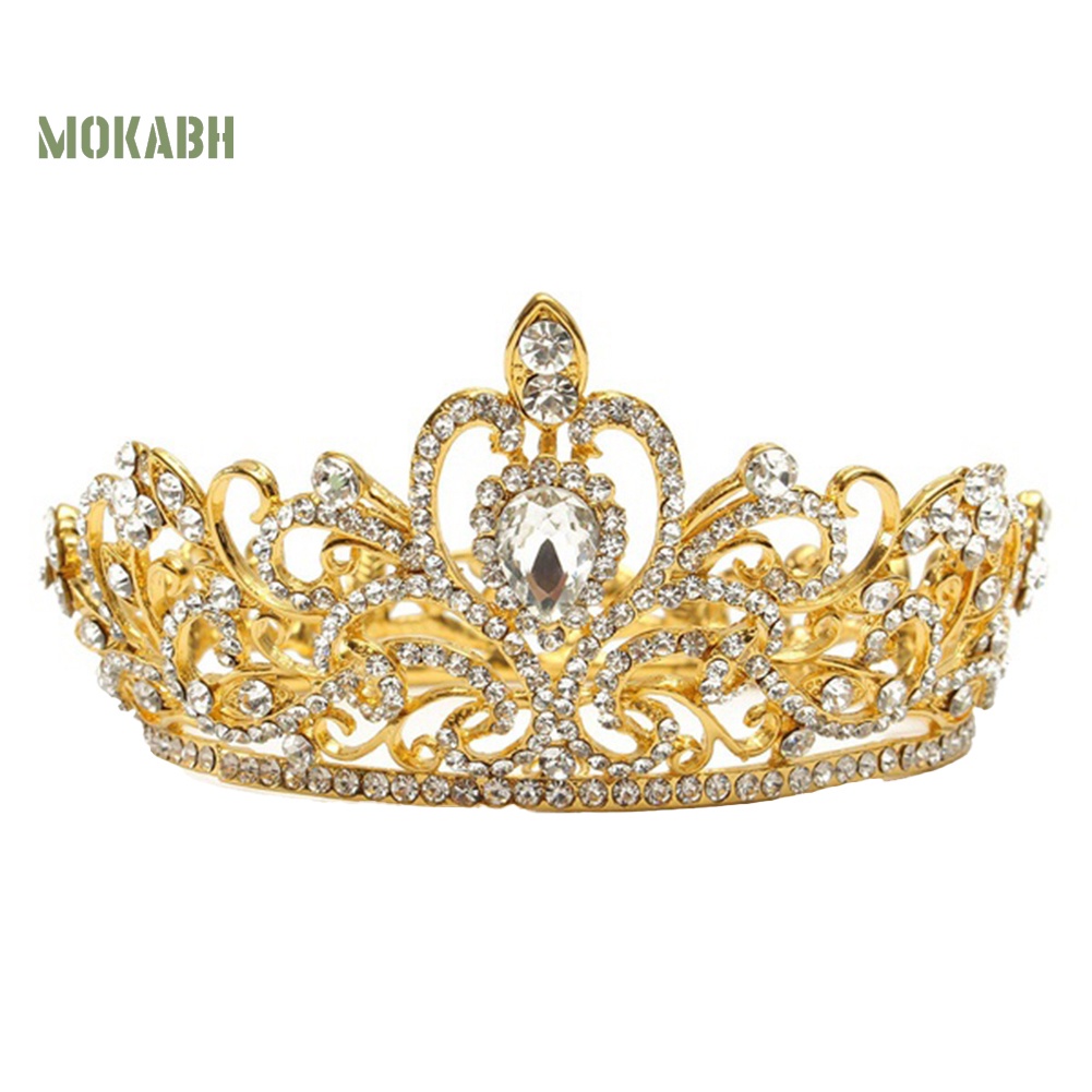 Vương Miện Tròn Đính Đá Lấp Lánh Thanh Lịch Dành Cho Cô Dâu