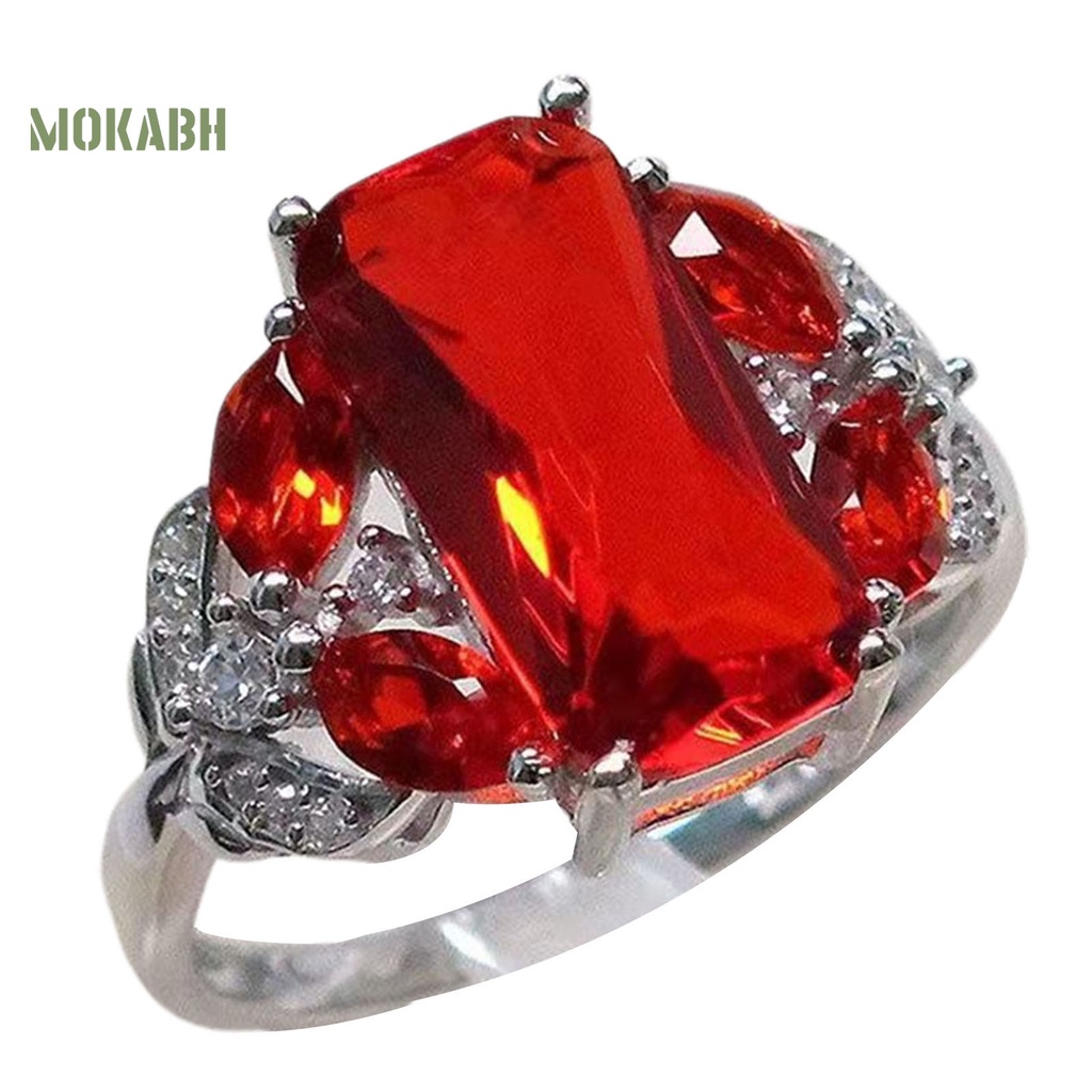 Nhẫn Hợp Kim Bản Rộng Đính Đá Quý Nhân Tạo Thanh Lịch Cho Nữ