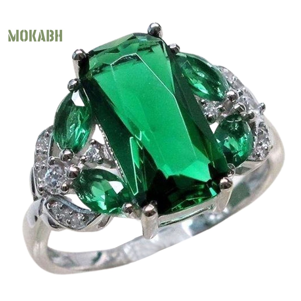Nhẫn Hợp Kim Bản Rộng Đính Đá Quý Nhân Tạo Thanh Lịch Cho Nữ