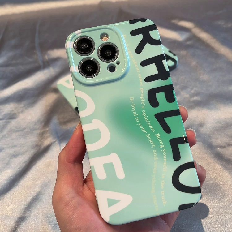 Ốp Điện Thoại Màu Xanh Lá In Chữ Tiếng Anh Độc Đáo Thời Trang Cho iPhone13 Max12 14pro11pro
