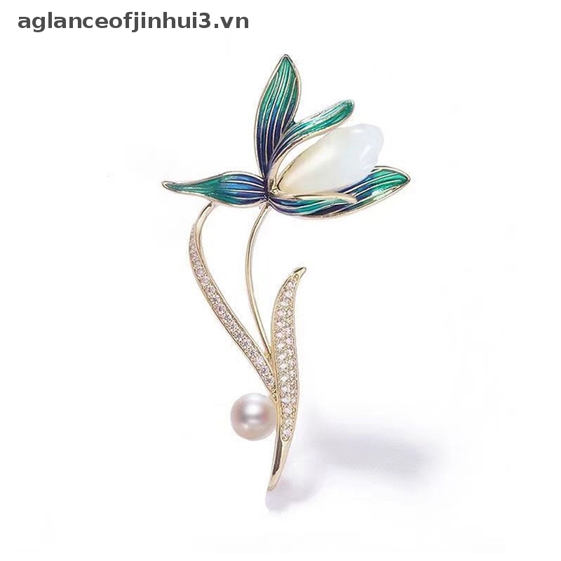 ~ Afhvn ~ Ghim Cài Áo Hình Hoa Mộc Lan Đính Ngọc Trai Giả Thanh Lịch Thời Trang Thu Đông Chất Lượng Cao